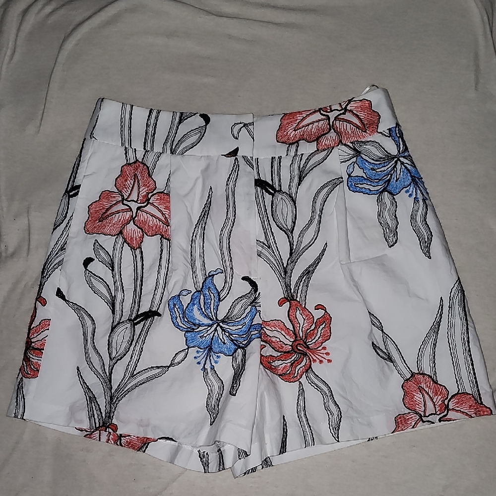 Milly Casey Floral Embroidered Floral Women Bermuda Shorts Size 4 S